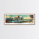 Pittsburgh Pennsylvania Panoramic Wall Art, Mid Century Modern Framed Canvas Print, Retro Pop Art Travel Poster, Living Room Decoration