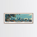 Hartford Connecticut Panoramic Painting, Mid Century Modern Framed Canvas Print, Retro Pop Art Travel Poster, Home Wall Decor