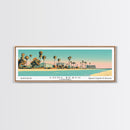 Long Beach California Panoramic Painting, Mid Century Modern Framed Canvas Print, Retro Pop Art Travel Poster, Office Decor