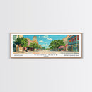 Round Rock Texas Panoramic Painting, Mid Century Modern Framed Canvas Print, Retro Pop Art Travel Poster, City Art, Office Wall Decor, Living Room Art