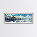 Wilmington North Carolina Panoramic Wall Art, Mid Century Modern Framed Canvas Print, Retro Pop Art Travel Poster, City Art, Home Decoration