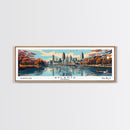 Atlanta Georgia Panoramic Painting, Framed Canvas Print, Mid Century Modern Wall Art, Retro Pop Art Travel Poster, Home Decor, City Art