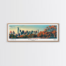 Dallas Texas Panoramic Painting, Framed Canvas Print, Mid Century Modern Wall Art, Retro Pop Art Travel Poster, Home Decor, City Art