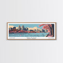Raleigh North Carolina Panoramic Wall Art, Mid Century Modern Framed Canvas Print, Retro Pop Art Travel Poster, Office Decor, Gift Idea