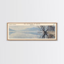 Alamo Lake Arizona Panoramic Framed Canvas Print, Lake House Decor, Minimalist Art, Travel Poster, Wood Wall Art, Scenic Painting