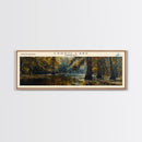 Caddo Lake Louisiana Framed Canvas Print, Lake House Decor, Panoramic Wall Art, Travel Poster, Rustic Lake Painting, Nature Art