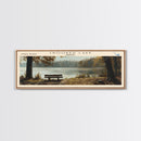 Crooked Lake Indiana Framed Canvas Print, Panoramic Lake House Decor, Wall Art, Travel Poster, Rustic Lake Painting, Nature Art