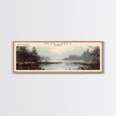 Davy Lake Framed Canvas Print, Lake House Decor, Panoramic Wall Art, Travel Poster, Rustic Lake Painting, Home Decor