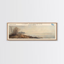 Lake Tewaukon North Dakota Framed Canvas Print, Lake House Decor, Panoramic Wall Art, Travel Poster, Scenic Landscape Painting, Contemporary Art