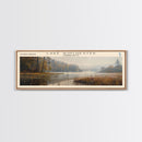 Lake Winchester Connecticut Framed Canvas Print, Lake House Decor, Panoramic Wall Art, Travel Poster, Landscape Painting, Contemporary Art