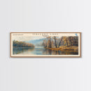 Merritt Reservoir Nebraska Framed Canvas Print, Lake House Decor, Panoramic Wall Art, Travel Poster, Beautiful Landscape Painting, Modern Art