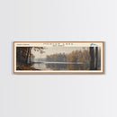 Mercer Lake New Jersey Framed Canvas Print, Lake House Decor, Panoramic Wall Art, Travel Poster, Landscape Painting, Bedroom Decor