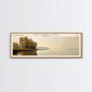Pelican Lake Framed Canvas Print, Lake House Decor, Panoramic Wall Art, Travel Poster, Scenic Landscape Painting, Contemporary Art