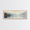 Priest Lake Idaho Framed Canvas Print, Lake House Decor, Panoramic Wall Art, Travel Poster, Beautiful Landscape Painting, Living Room Decor