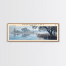 Wehrspann Lake Nebraska Panoramic Wall Art, Framed Canvas Print, Lake House Decor, Travel Poster, Serene Landscape, Living Room Decor