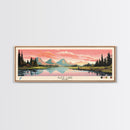 Alice Lake Idaho Framed Canvas Print, Panoramic Wall Art, Midcentury Modern, Pop Art, Travel Poster, Lake House Decor
