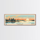 Big Sandy Lake Saskatchewan Framed Canvas Print, Panoramic Travel Poster, Midcentury Modern Wall Art, Pop Art, Lake House Decor, Nature Art