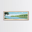 Blue Springs Lake Missouri Framed Canvas Print, Panoramic Wall Art, Midcentury Modern, Pop Art, Travel Poster, Scenic Living Room Art, Lake House Decor