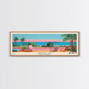 Christine Lake New Hamphire Framed Canvas Print, Pop Art Panoramic Travel Poster, Midcentury Modern, Wall Art, Scenic Nature Painting, Bedroom Decor, Living Room Art