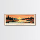 Colville Lake Northwest Territories Framed Canvas Print, Pop Art Panoramic Travel Poster, Bedroom Decor, Midcentury Modern, Wall Art, Scenic Lake House, Nature Art