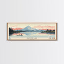 Diamond Lake Oregon Framed Canvas Print, Midcentury Modern Panoramic Wall Art, Bedroom Decor, Pop Art, Travel Poster Art, Scenic Nature Painting