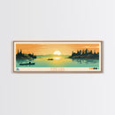 Dore Lake Saskatchewan Framed Canvas Print, Midcentury Modern Panoramic Wall Art, Living Room Decor, Pop Art, Travel Poster Art, Scenic Nature Painting