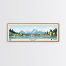 East Lake Oregon Framed Canvas Print, Panoramic Landscape Art, Midcentury Modern, Pop Art, Living Room Wall Art, Travel Poster, Beautiful Nature Art