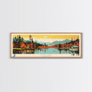Echo Lake Montana Framed Canvas Print, Panoramic Wall Art, Midcentury Modern, Pop Art, Living Room Decor, Travel Poster, Nature Art