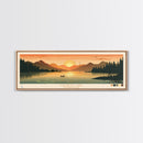 Kachess Lake Washington Framed Canvas Print, Panoramic Art, Midcentury Modern, Pop Art, Living Room Decor, Travel Poster, Artistic Decor