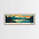 Lake Cushman Washington Framed Canvas Print, Panoramic Wall Art, Midcentury Modern, Pop Art, Bedroom Decor, Travel Poster, Living Room Art