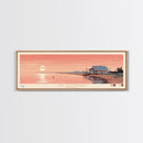 Lake McConaughy Nebraska Framed Canvas Print, Panoramic Wall Art, Midcentury Modern, Pop Art, Bedroom Art, Travel Poster, Lake House Decor