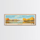 Lake Phalen Minneapolis Framed Canvas Print, Panoramic Wall Art, Midcentury Modern, Pop Art, Living Room Decor, Travel Poster, Lake House Art
