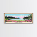Mosquito Lake, Northwest Territories Framed Canvas Print, Panoramic Wall Art, Midcentury Modern, Pop Art, Home Decor, Travel Poster, Bedroom Art