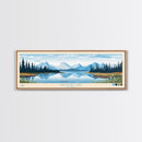 Shogvik Lake, Alaska Framed Canvas Print, Panoramic Travel Poster, Midcentury Modern Art, Home Decor, Pop Art, Wall Art