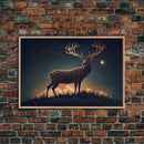 Deer made of stars, reflection stag, framed canvas print, unique wall art