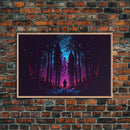 Contemplating the stars, vaporwave aesthetic, forest art, starry night, framed canvas print, outrun art