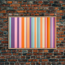 Line Art - Bright Colors - Vertical Stripes - Mid Century Modern Artwork - Large Framed Panoramic Canvas- Abstract Geometric Wall Decor
