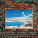 The Blue Lagoon, Tropical Wall Art, Beach Ocean Art, Framed Canvas Print, Colorful Beach House Decor, Above Sofa Art