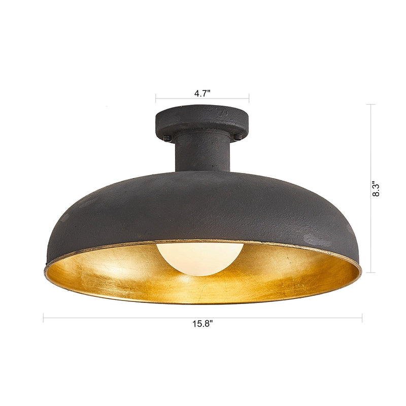 1-Light Industrial Flush Mount Ceiling Light