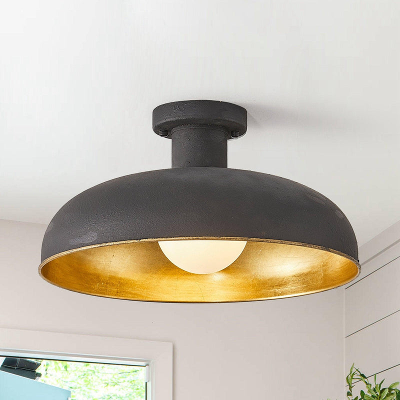 1-Light Industrial Flush Mount Ceiling Light