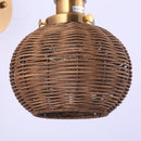 1-Light Traditional Rattan Golden Wall Sconce Light