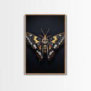 Framed Death Head Moth Canvas Print, Acherontia, Taxidermy Art, Dried Butterfly Print, Bug Wall Art Hanging Decor, Goth Art, Halloween Art