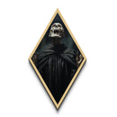 Dark Academia Skeleton in Black Robes Canvas Art Print, Diamond Shaped Art for Gothic Halloween Wall Decor and Victorian Macabre Aesthetic