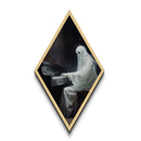 The Ghost Of The Piano Player, Framed Canvas Print, Spooky Gothic Victorian Halloween Wall Art, Diamond Shaped Art