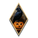 Macabre Crow Atop A Jack O Lantern, Canvas Textured Print, Halloween Decor, Raven Painting, Victorian Oil Painting Print, Macabre Horror Print