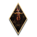 "The Hollow Ringleader" Diamond Shaped Art of Marionette Clown Canvas Embossed Print, Gothic Halloween Carnival Decor in Dark Circus Style