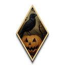 "Nevermore Pumpkin" Diamond Shaped Art of Crow on Pumpkin Canvas Art Print, Moody Halloween Wall Decor for Gothic and Dark Academia Homes