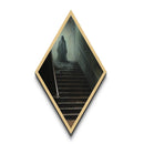 "The Waiting Cold" Haunted Stairwell Ghost Canvas Embossed Print, Diamond Shaped Art for Dark Academia Halloween or Gothic Paranormal Decor