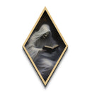 I hope the book isn't too scary! Ghost readin a spooky book, diamond shaped halloween wall art