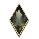 Ethereal Forest Spirit Diamond Shaped Art Canvas Embossed Print – Gloomy Ghostly Wall Art, Enchanted Haunted Halloween Decor